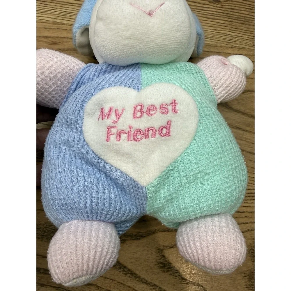 VTG Carters My Best Friend Puppy Dog Colorblock Waffle Terry Baby Plush Toy